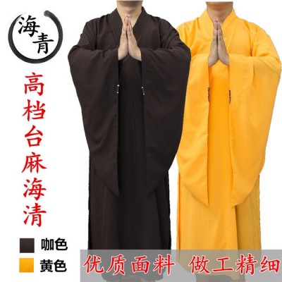 厂家直供养 海青 居士服 台湾不透明 僧衣 麻纱居士服海清